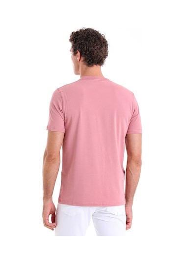 Hatemoğlu Pembe Regular Fit Düz Pamuklu Bisiklet Yaka Triko Tişört Pembe