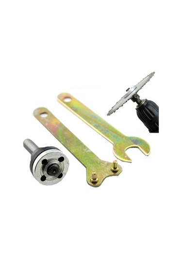 Pazly 3/8'' 10mm Açılı Taşlama Mandren Adaptörü Seti + Disk Tutucu & 2 Anahtar 5'li Paket