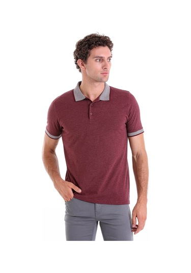 Hatemoğlu Bordo Regular Fit Düz Pamuklu Polo Yaka Tişört Bordo