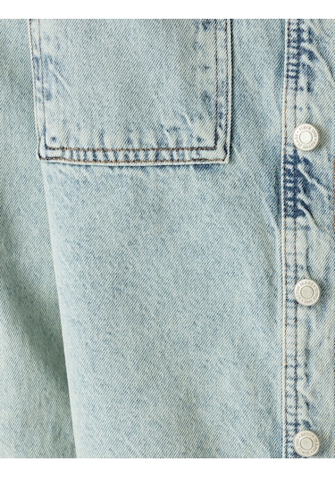 Koton Düğmeli Cep Detaylı Pamuklu Kot Gömlek Ceket Açık İndigo 5sam50011nd Açık İndigo
