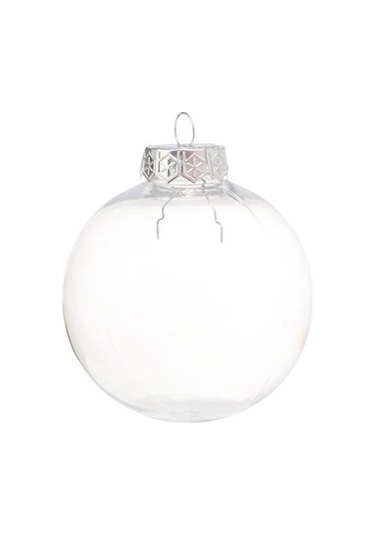 Mufunye 6cm Pe Plastik Şeffaf Doldurulabilir Top, Noel/wedding Dekorasyonu, Gümüş Kapağı, Boş Yuvarlak Ornament