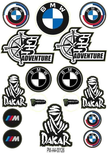 Sponsor Dakar Bmw Tasarımlı Ekipman Kask Motorsiklet Sticker Seti 01