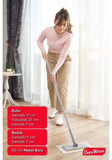 Ceraware Pratica El Değmeden Takıp Çıkarılabilen Mop - Temizlik Bezleri Ve Sleepy Havlulara Uyumlu