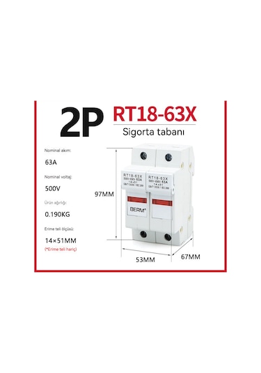Sigorta Tablası Porselen Fiş Sigorta Belme Rt18-32x 2p Çekirdeksiz 1