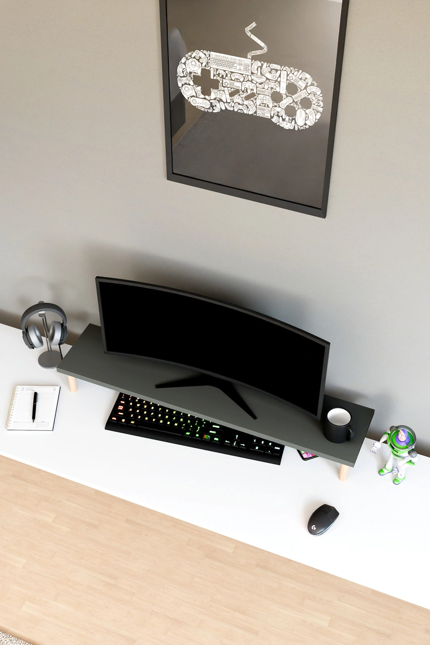 Moyo Monitör Yükseltici, Ekran Yükseltici, Masa Üstü Organizer Antrasit Gri