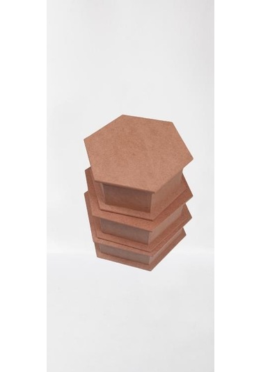 Hobi Dekoratif 3lü Takı Seti Model Ahşap Mdf Altıgen Ham Ürün El Yapım