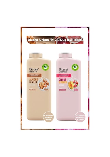 Dicora Urban Fit Badem Fındık + Narenciye Kayısı Duş Jeli 2 x 400 ML