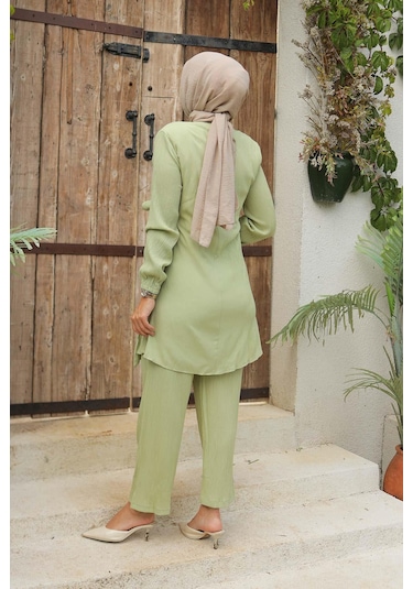 Yandan Bağlamalı Tesettür Mint Takım Mint Mint Yeşili