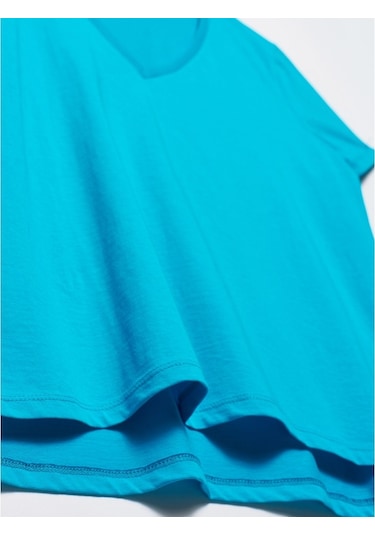 Dilvin V Yaka Basic T-Shirt-Mavi