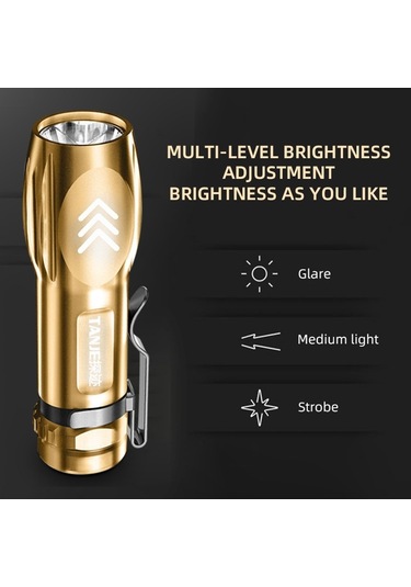 3 Aydınlatma Modu Led El Fenerleri Usb Şarj Edilebilir Sabit Odaklı Flaş Işığı Taşınabilir Mini Torch Ipx6 Su Geçirmez El Fenerleri Siyah