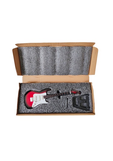 El Yapımı 1/4 Ölçek Minyatür Elektro Gitar Stratocaster St. Red B