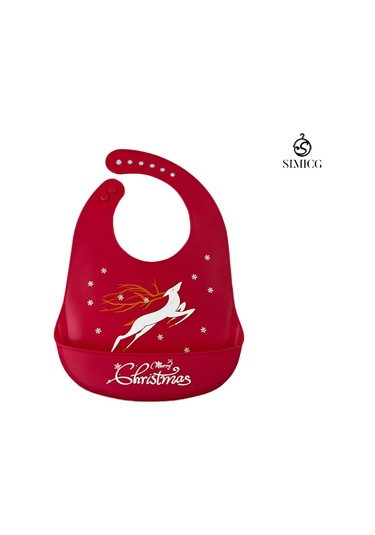 Kırmızı Renk Noël Geyiği Ve Merry Christmas Desenli Silikon Önlük