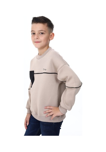 Toontoy Erkek Çocuk Baskılı Sweatshirt Bej