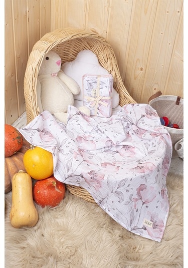 Luckka Dijital Baskılı 3'lü Müslin Örtü Seti - 75x75 Cm - Zt5000 Pembe Pembe