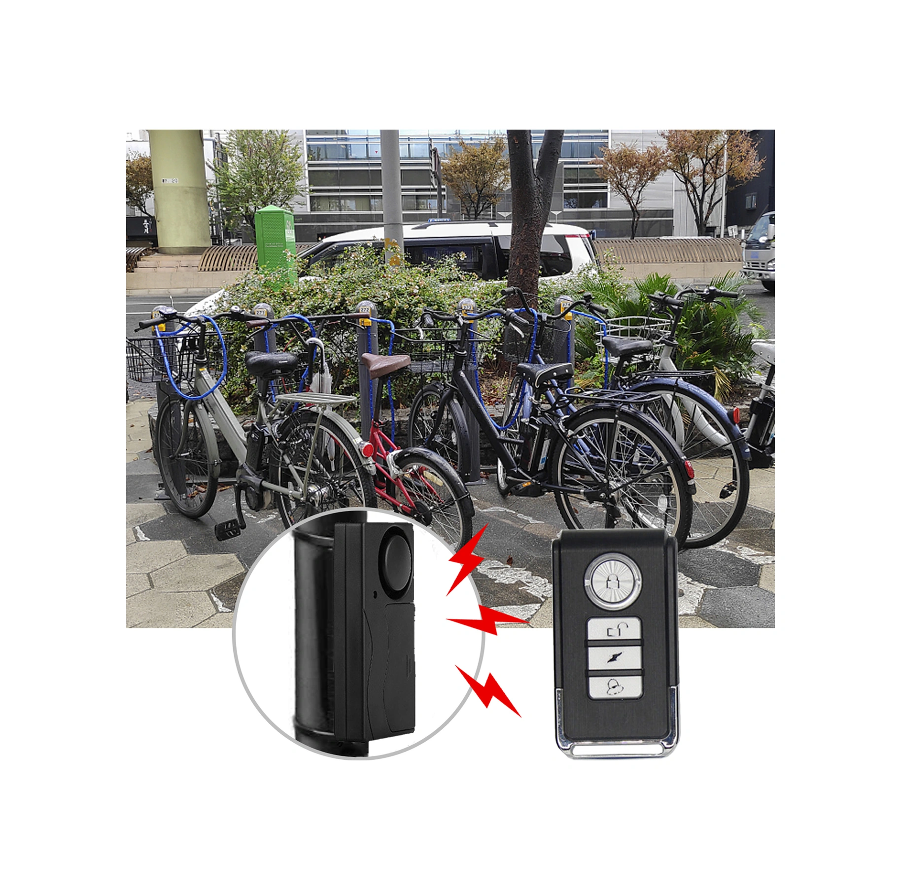 Xindoker Bisiklet, Motosiklet Ve Elektrikli Bisiklet İçin Kablosuz Titreşim Alarmı - 110db Ses, 10 Seviye Hassasiyet Ayarlamalı, Kol Saati Kumandaslı, Anti-calma Sensörü