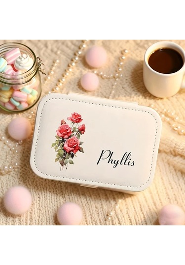 Willowhaven Kişiselleştirilmiş Doğum Çiçeği Mücevher Kutusu, Büyük Kapasiteli Pembe Eylül Yüzük Kutusu, Gelin Hediyesi