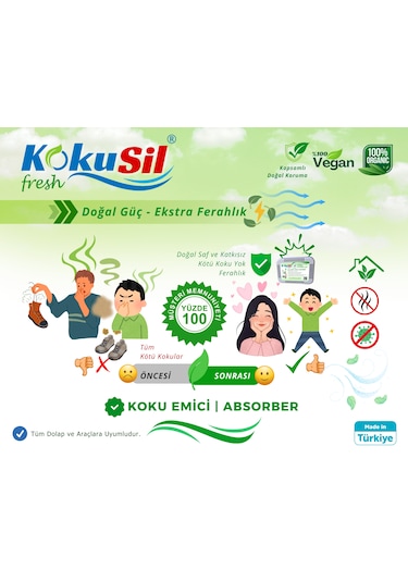 Kokusil Buzdolabı Koku Giderici Ve Ayakkabı Dolabı Koku Giderici 2li Paket