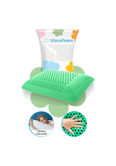 Viscofoam Air Terapi Hava Kanallı Ortopedik Yastık Visco Yastık Yeşil 60x40x16cm