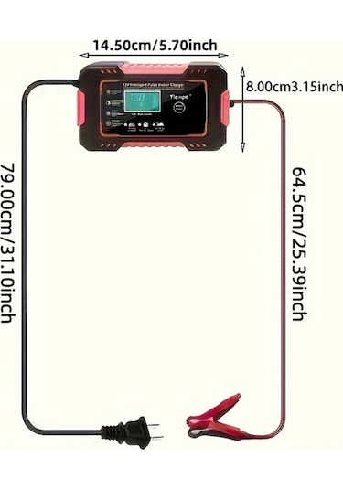 Pazly Akıllı 12v Araç Akü Şarj Cihazı - 6a Mikroişlemcili, 4-100ah Agm/gel/sla, Lcd Ekranlı
