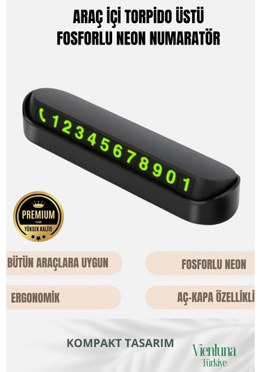 Özel Üretim Araç İçi Torpido Üstü Cam Kartı Telefon Numarası Lüks Fosforlu Neon Aç-kapa Numaratör