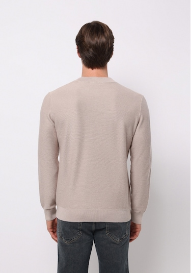 Colins Regular Fit Yuvarlak Yaka Jakarlı Erkek Bej Kazak Cl1076471 Q1.v2 Beı Bej