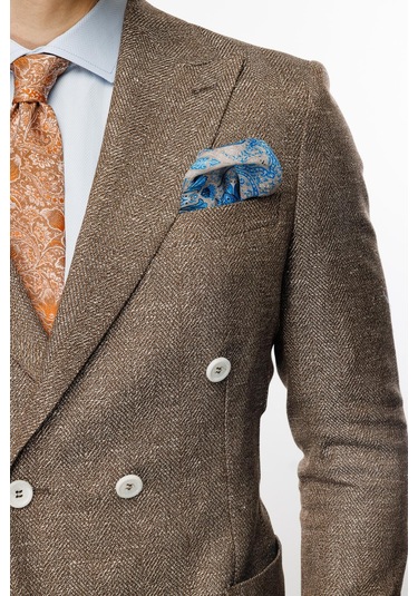 Erkek Kahve Slım Fıt / Dar Kalıp Geniş Kırlangıç Ceket-10303 Kahve