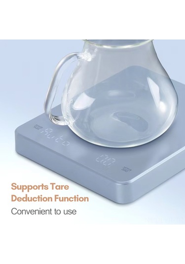 Ranyeek 3000g Hassas Kahve Terazi, Led Ekranlı Ve Zamanlayıcı Fonksiyonlu, Dahili Li-pol Batarya, Yüksek Sıcaklığa Dayanıklı, Mavi Açık Mavi