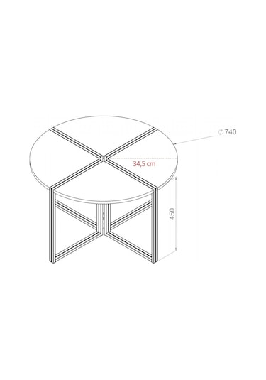 Wrkspc Vidasız Kolay Kurulum Yonca Yuvarlak Zigon Sehpa - Ceviz