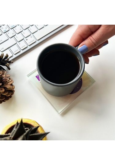 Decorita Cam Bardak Altlığı Burçlar - Koç Burcu 4'lü Takım 10 x 10 CM Çok Renkli