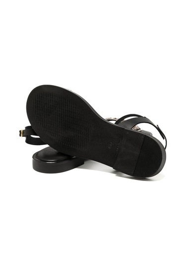 19 Black Sandalet Kadın 21008 Myconian 2025 Greek Sandal Siyah