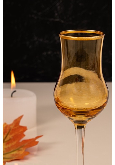 Mest 6 Adet Ayaklı Kahve Yanı Su Bardağı Seti Bal Renk 95 Cc Bal Renk