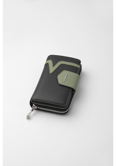 Cengiz Pakel Orta Boy Kadın Cüzdan 65295m - Siyah/yeşil 65295m-siyah-yeşil