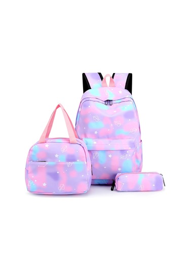 Vktech 3'lü Genç Okul Sırt Çantası Seti - Ayarlanabilir Kayışlı, Su Geçirmez Moda Çocuk Çantasıblack Black