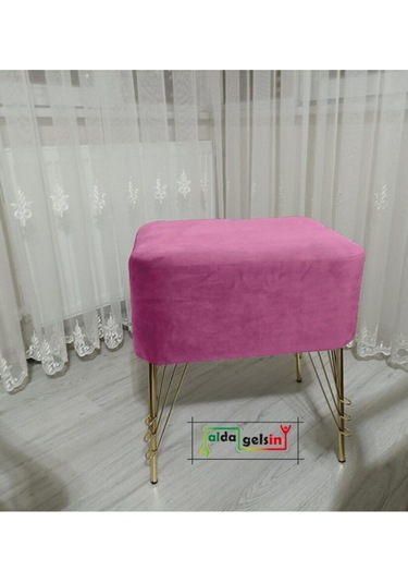 Ultra Lüks Metal Ayak Alda Parrot Puf Gold Pembe