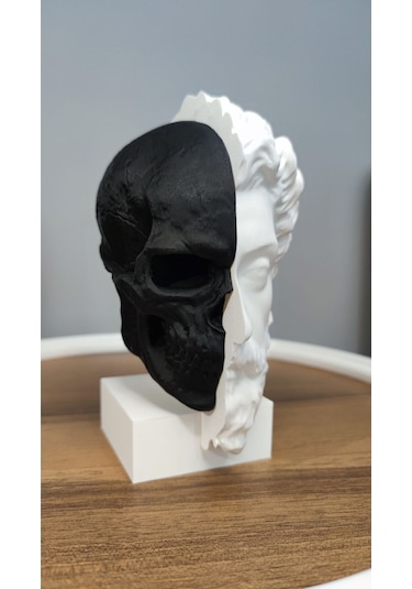 Memento Mori-öleceğini Hatırla Dekoratif Hediyelik Biblo 17 Cm Plastik Siyah Beyaz