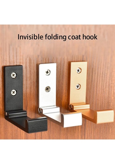 Siyah Alüminyum Alaşımlı Duvara Monte Katlanabilir Elbise Askısı Raf Havlu Ceket Bornoz Kancası Siyah