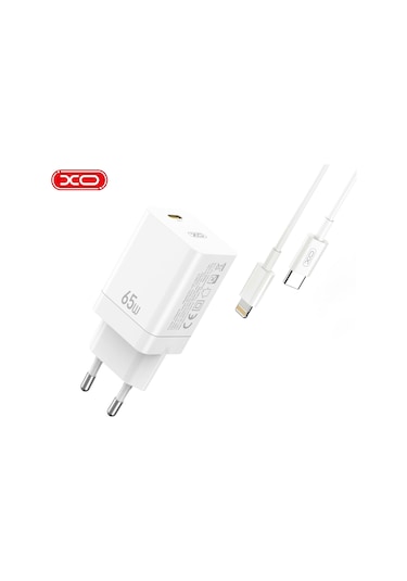 Ce10 Eu 65w Gan Süper Hızlı Şarj Adaptörü Ve Type c To Lightning Kablo Set Apple iPhone Uyumlu iPad