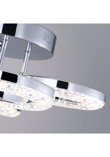 Oylum 4'lü Krom 24 Watt Kristalli Koridor Salon Led Plafonyer Avize Krom