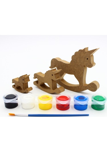 Na Neşeli Ahşap Ahşap Unıcorn Figürü 3 Lü Takım 15cm 10cm 6cm Ahşap Boyama Ürünü.boyama Etkinliği.okul Öncesi Model 3lüunıcornboyalı