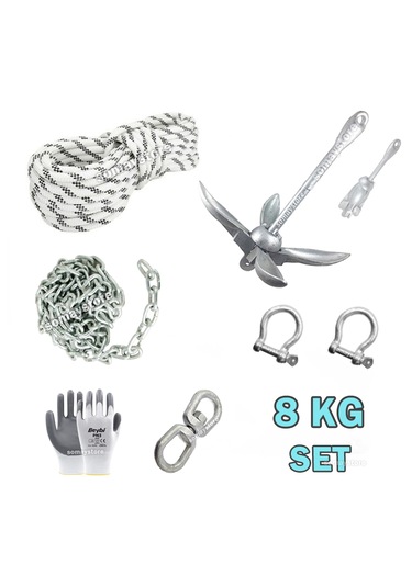 Tekne Ve Şişme Bot İçin Hazır Çapa Seti 8kg Şemsiye Çapalı