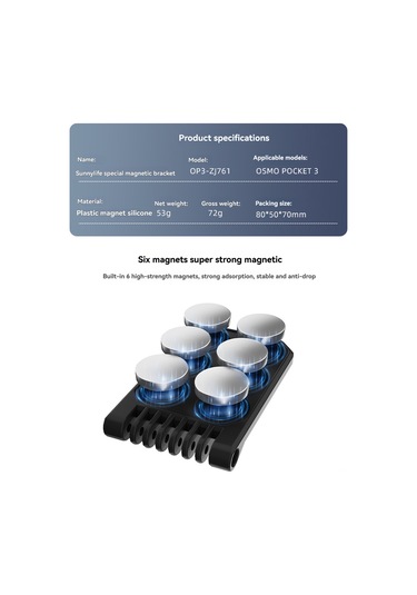 Qingmipy Sunnylife Op3-zj761 Manyetik Tutucu Osmo Pocket3 İçin Açı Ayarlanabilir Masaüstü Standı Çok Fonksiyonlu Sabit Tutma Aksesuarı