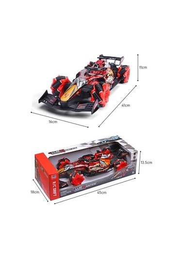 Sesli Işıklı Şarjlı 1:10 Büyük Ölçek Kumandalı Duman Atan Full Fonksiyon F1 Araç Rc Oyuncak Araba Kırmızı Kırmızı