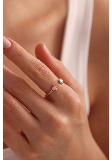 Pembe Mineli Yıldız Model Star Yüzük Gianfranco