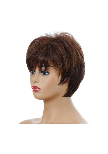 Cbtx Wıg-155 Kadınlar Kısa Kıvırcık Peruk Yüksek Sıcaklık İpek Elyaf Başlık Kahverengi