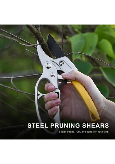 Pazly Çelik Bıçaklı Budama Makasları - Ergonomik Saplı Bahçe Makası, Bonsai Kesici, Budama Makası