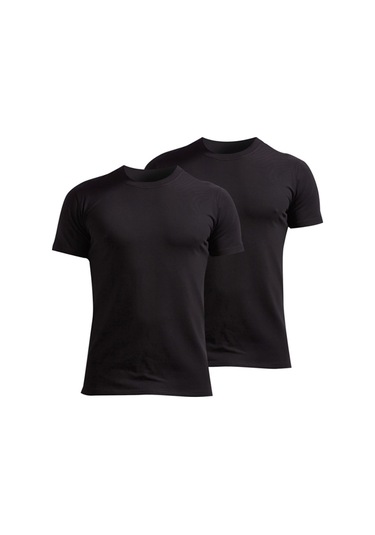 Josejuan 2'li Erkek Atlet Sıfır Yaka Yarım Kollu Koton Likralı 1300-2'li Siyah