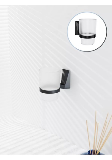 Kleber Diş Fırçası Kabı, Banyo, Mutfak İçin, Duvara Monte Ice 208990770 Siyah
