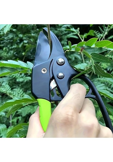 Meridiangoods Yeşil Saplı Ratchet Bahçe Makası, Bypass Budama Makası, Segmanlı Dal Kesme Makası