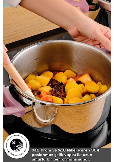 Karaca Perfect Pink İndüksiyon Tabanlı Düdüklü Tencere Seti 4+6 Lt