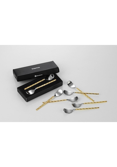 Tiamo Roma Çay Kaşığı Sap Gold 6 Lı Set Altın - Beyaz